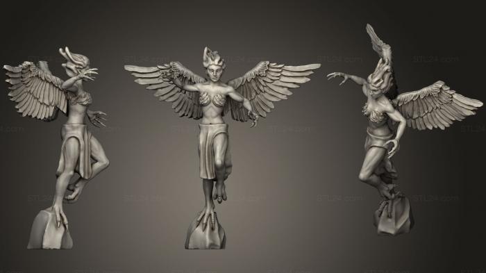 Статуэтки герои, монстры и демоны (Миниатюрная Гарпия, STKM_0856) 3D модель для ЧПУ станка